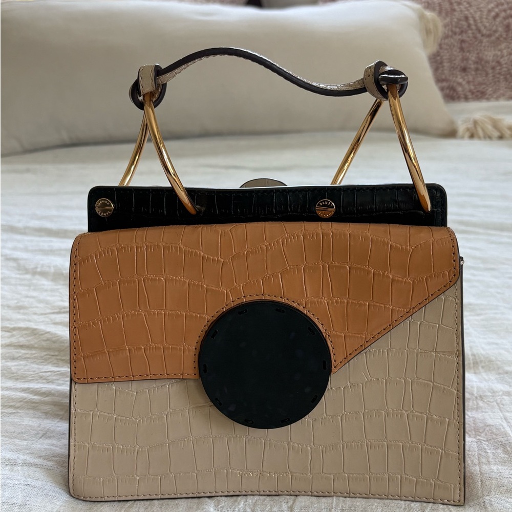Elegant Tan and Cream Handbag by London based designer Danse Lente